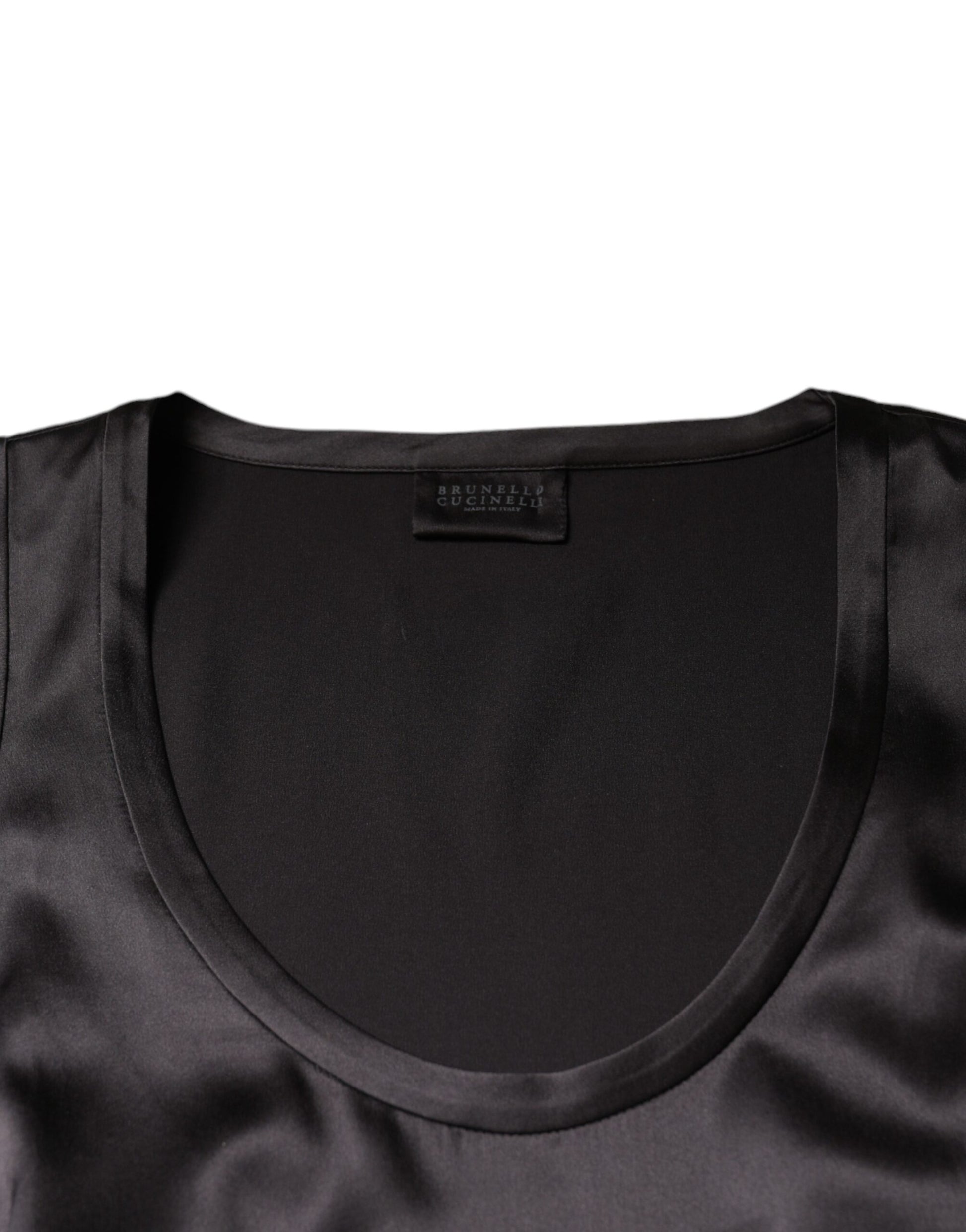Brunello Cucinelli Black Silk Blend Sleeveless Tank Top by Brunello Cucinelli