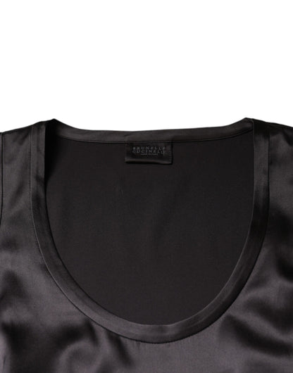 Brunello Cucinelli Black Silk Blend Sleeveless Tank Top by Brunello Cucinelli