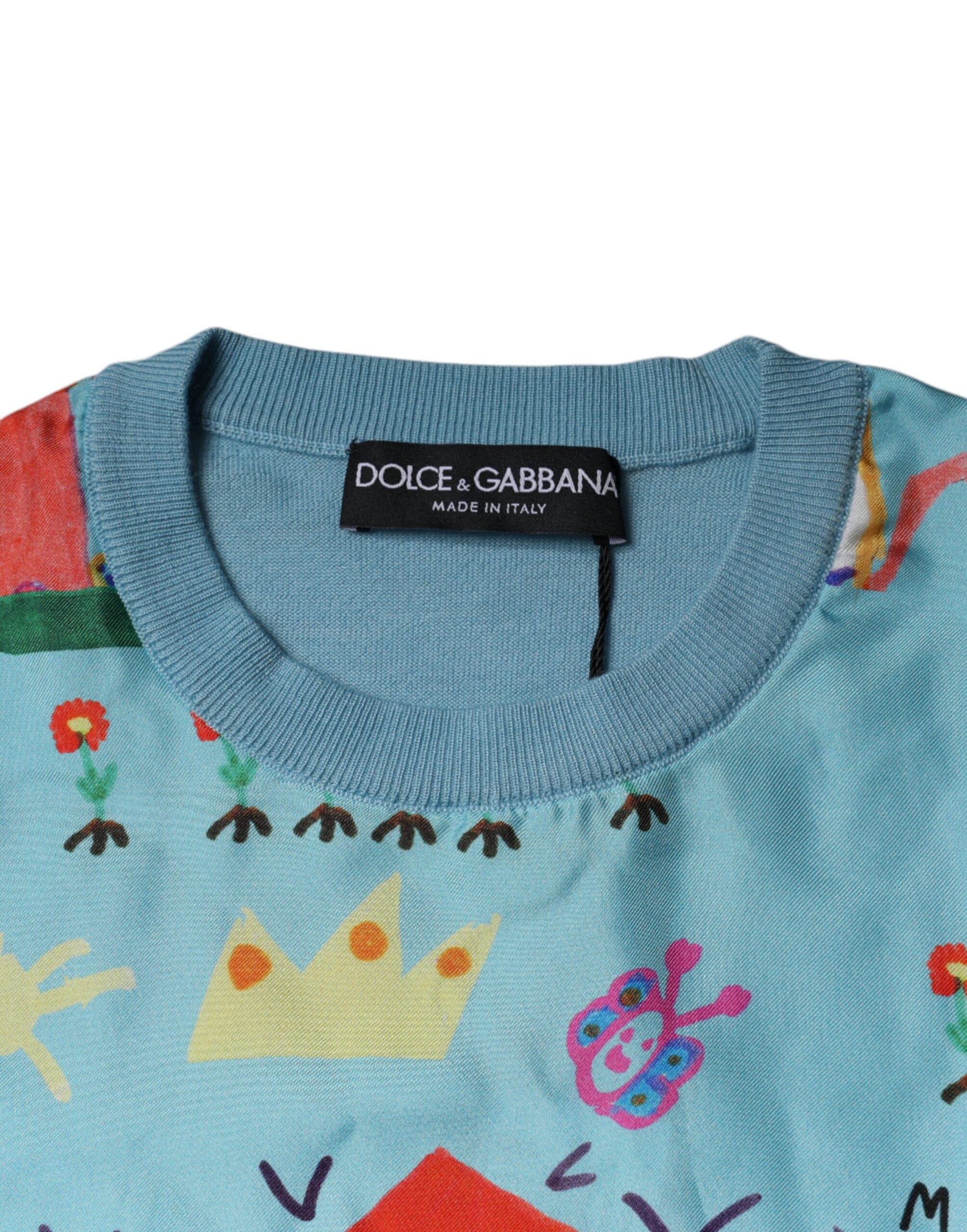 Dolce & Gabbana Blue Drawing Cashmere Sleeveless Tank Top by Dolce & Gabbana