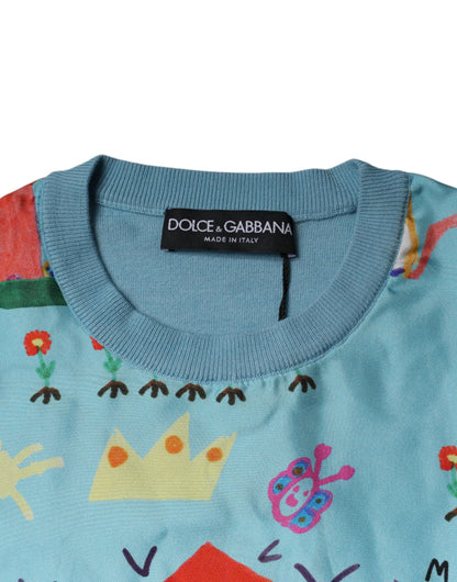 Dolce & Gabbana Blue Drawing Cashmere Sleeveless Tank Top by Dolce & Gabbana