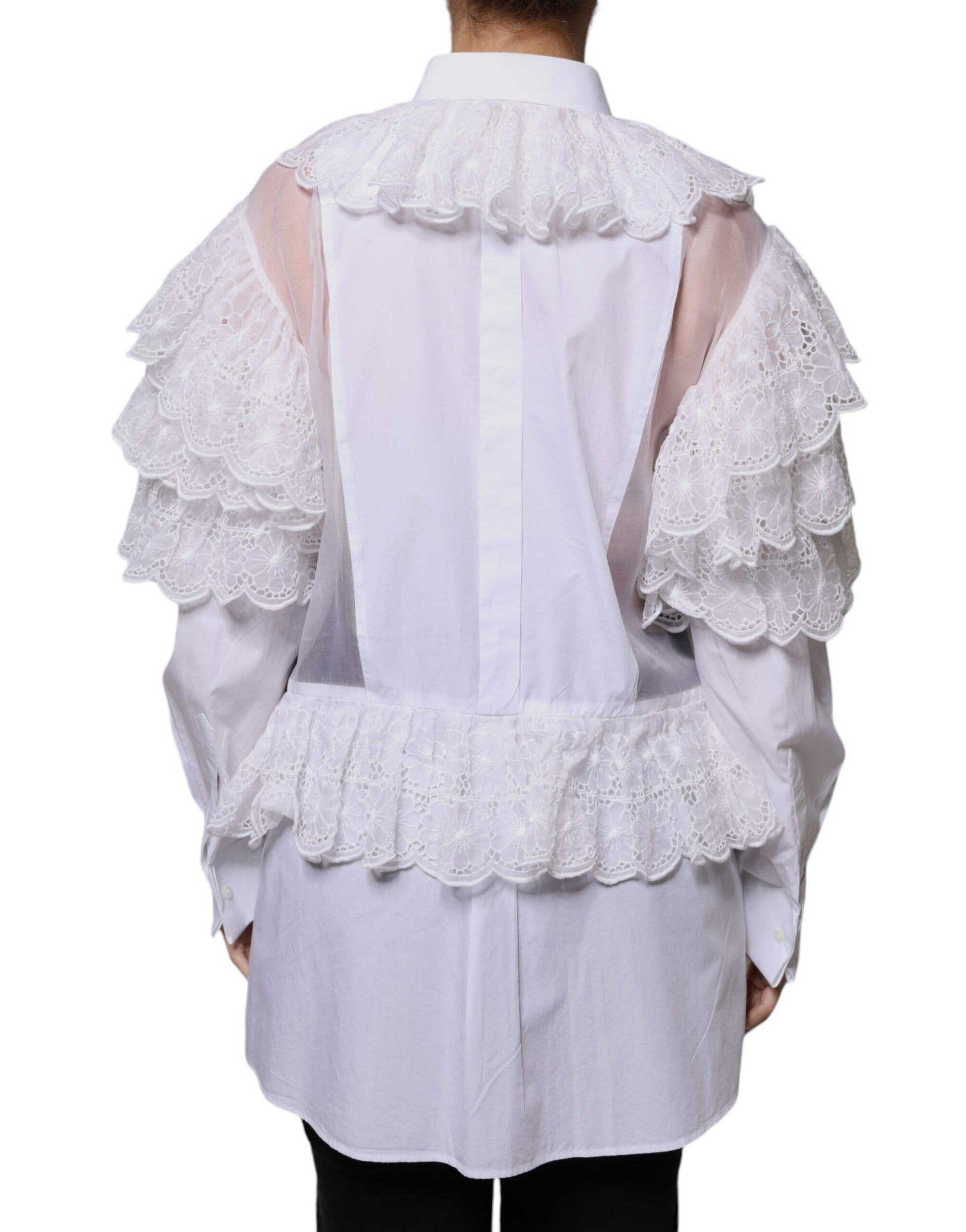 Dolce & Gabbana White Cotton Poplin Shirt Dress Blouse Top by Dolce & Gabbana