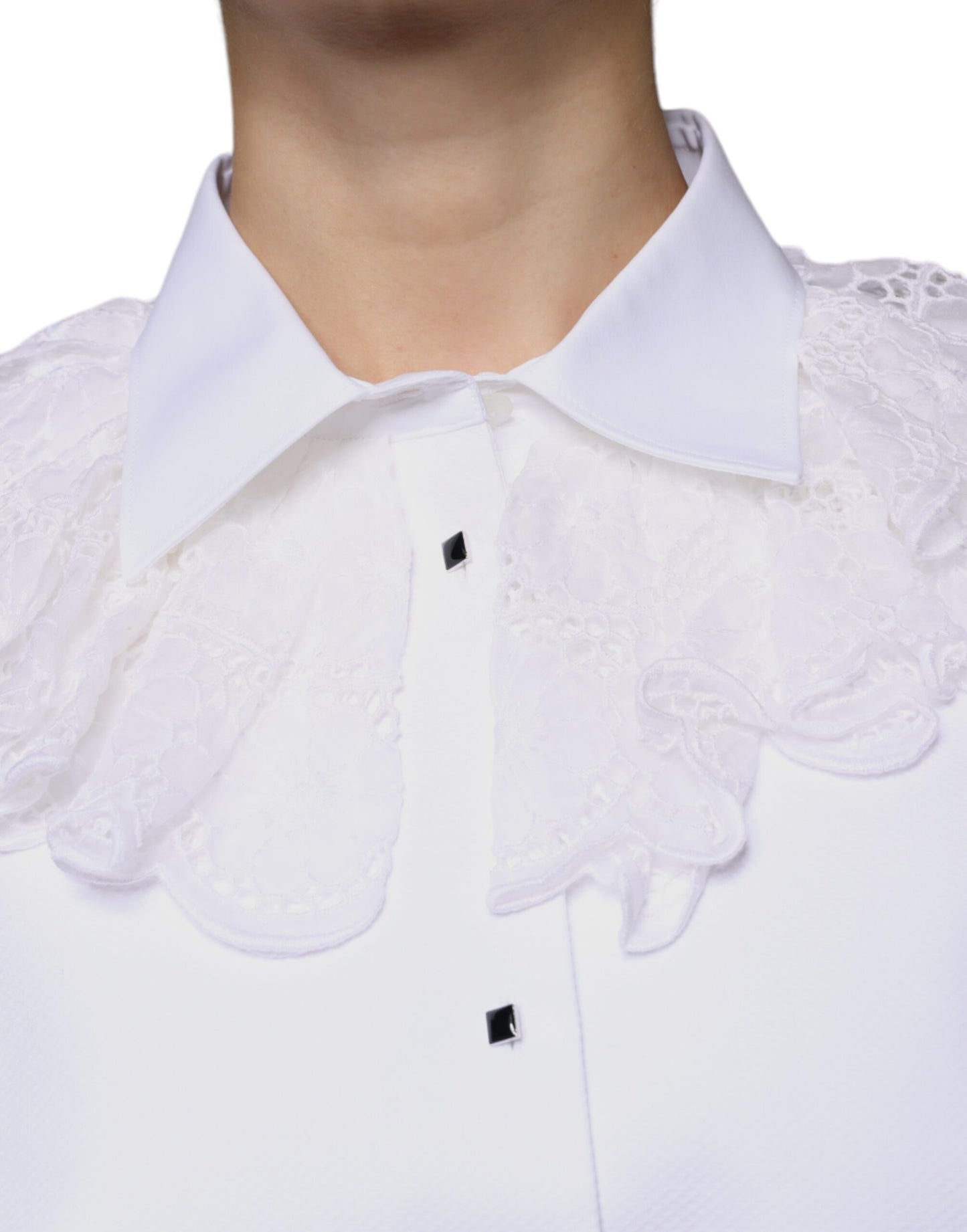 Dolce & Gabbana White Cotton Poplin Shirt Dress Blouse Top by Dolce & Gabbana