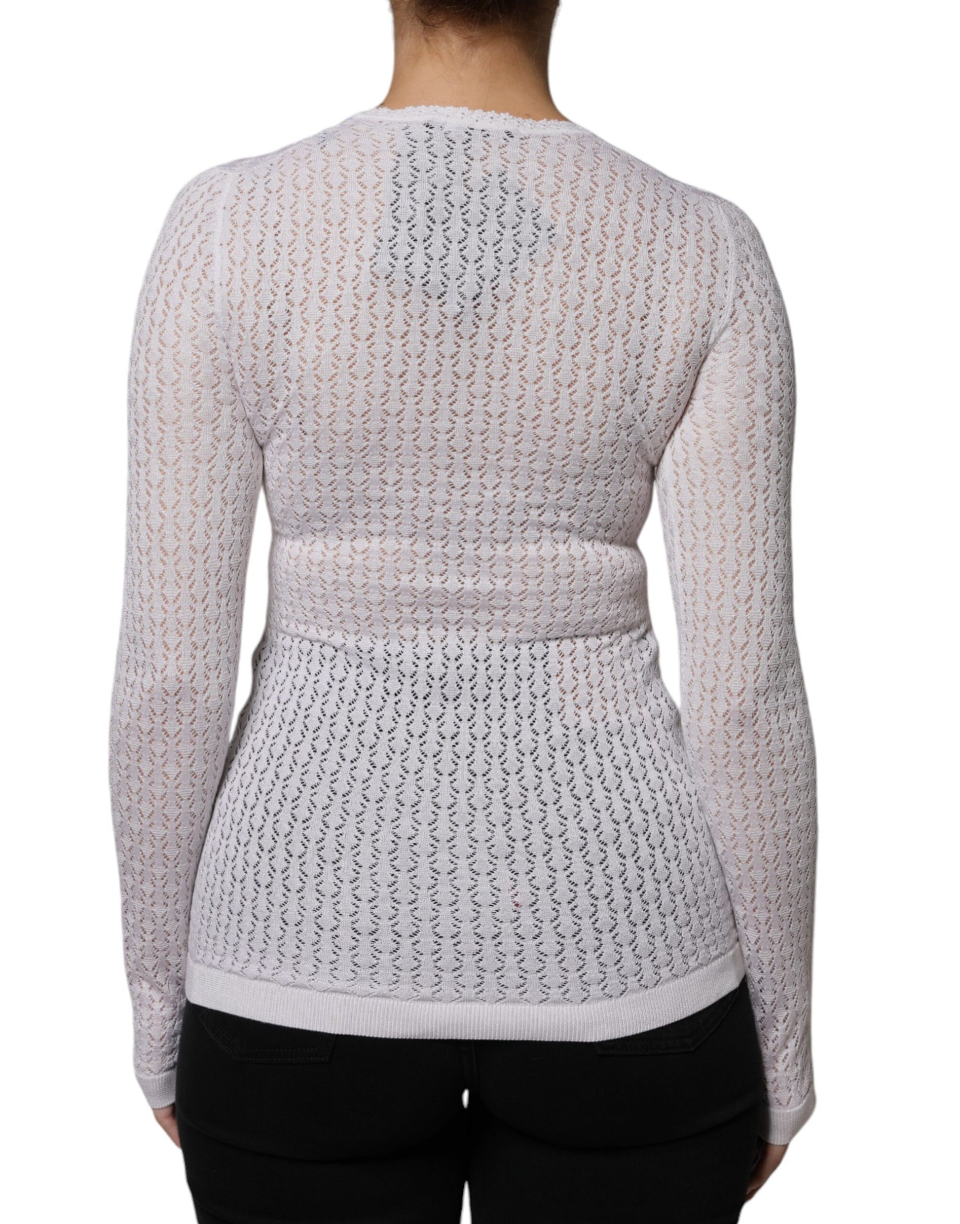 Dolce & Gabbana White Silk Button Down Cardigan Sweater by Dolce & Gabbana