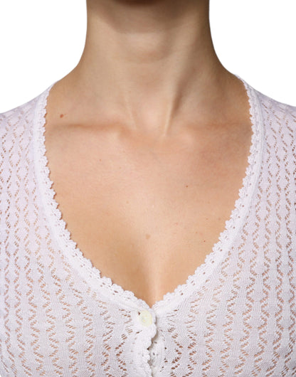 Dolce & Gabbana White Silk Button Down Cardigan Sweater by Dolce & Gabbana