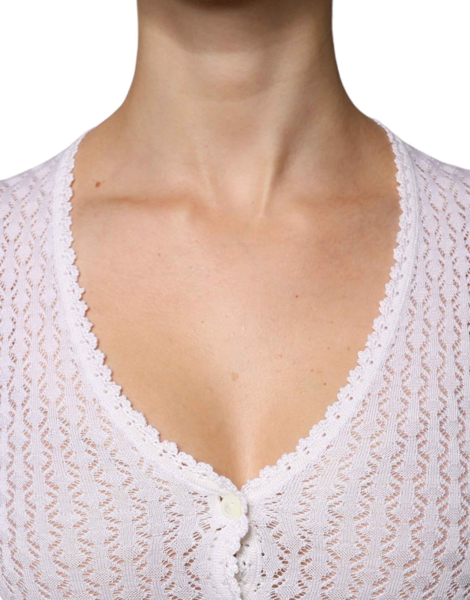 Dolce & Gabbana White Silk Button Down Cardigan Sweater by Dolce & Gabbana