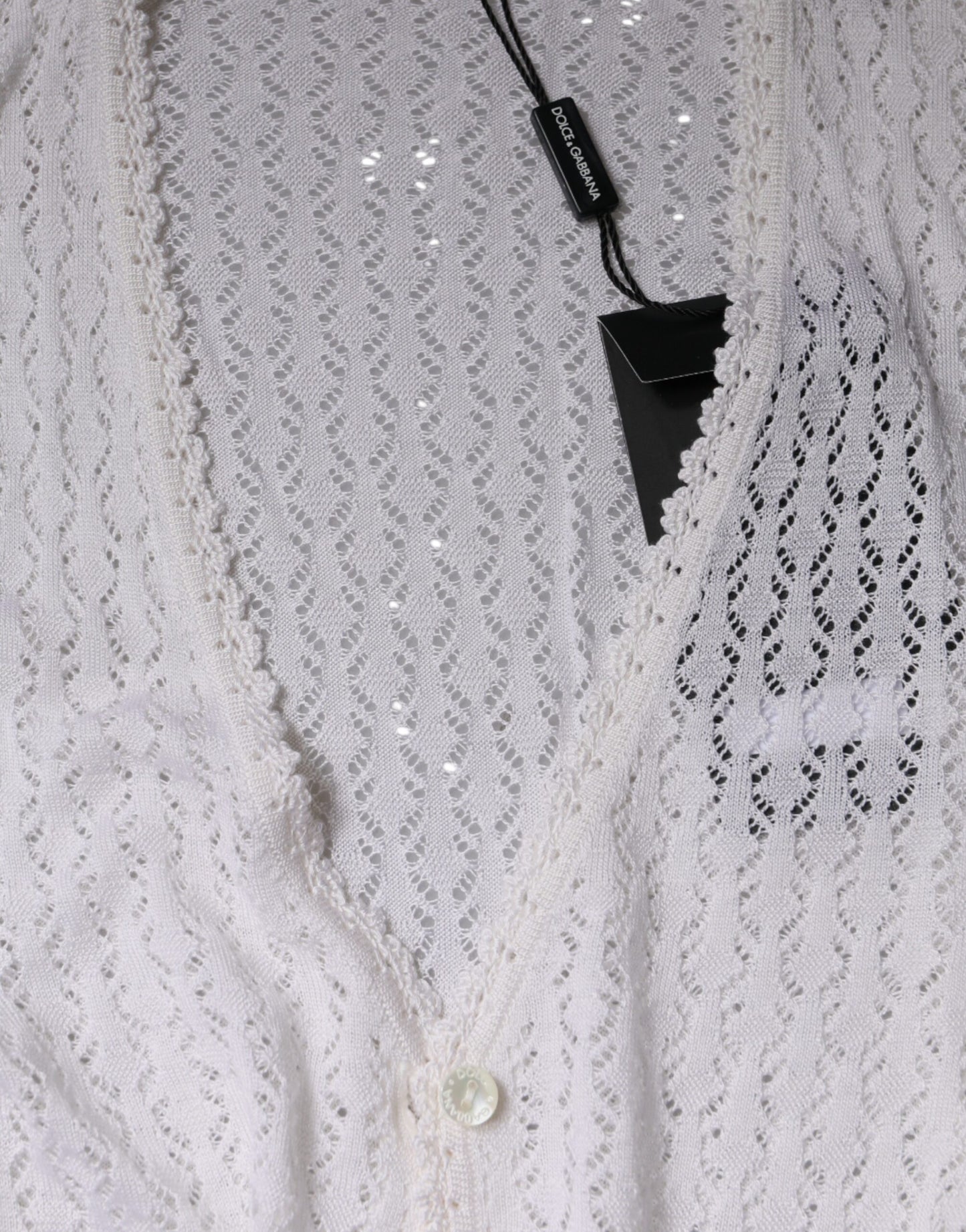 Dolce & Gabbana White Silk Button Down Cardigan Sweater by Dolce & Gabbana