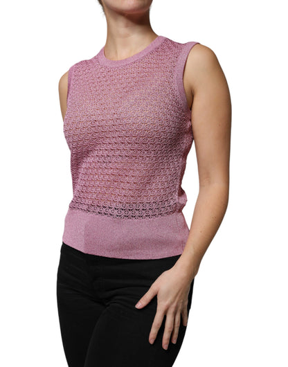 Dolce & Gabbana Pink Mesh See Through Sleeveless Tank Top by Dolce & Gabbana