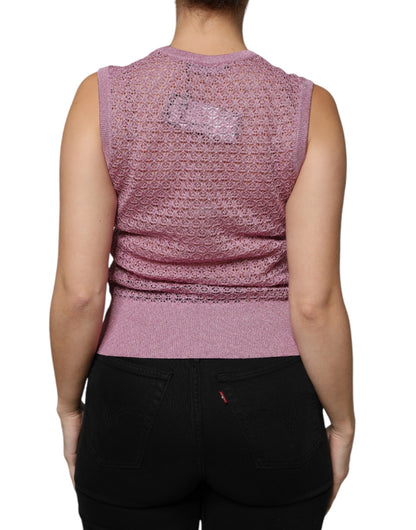 Dolce & Gabbana Pink Mesh See Through Sleeveless Tank Top by Dolce & Gabbana