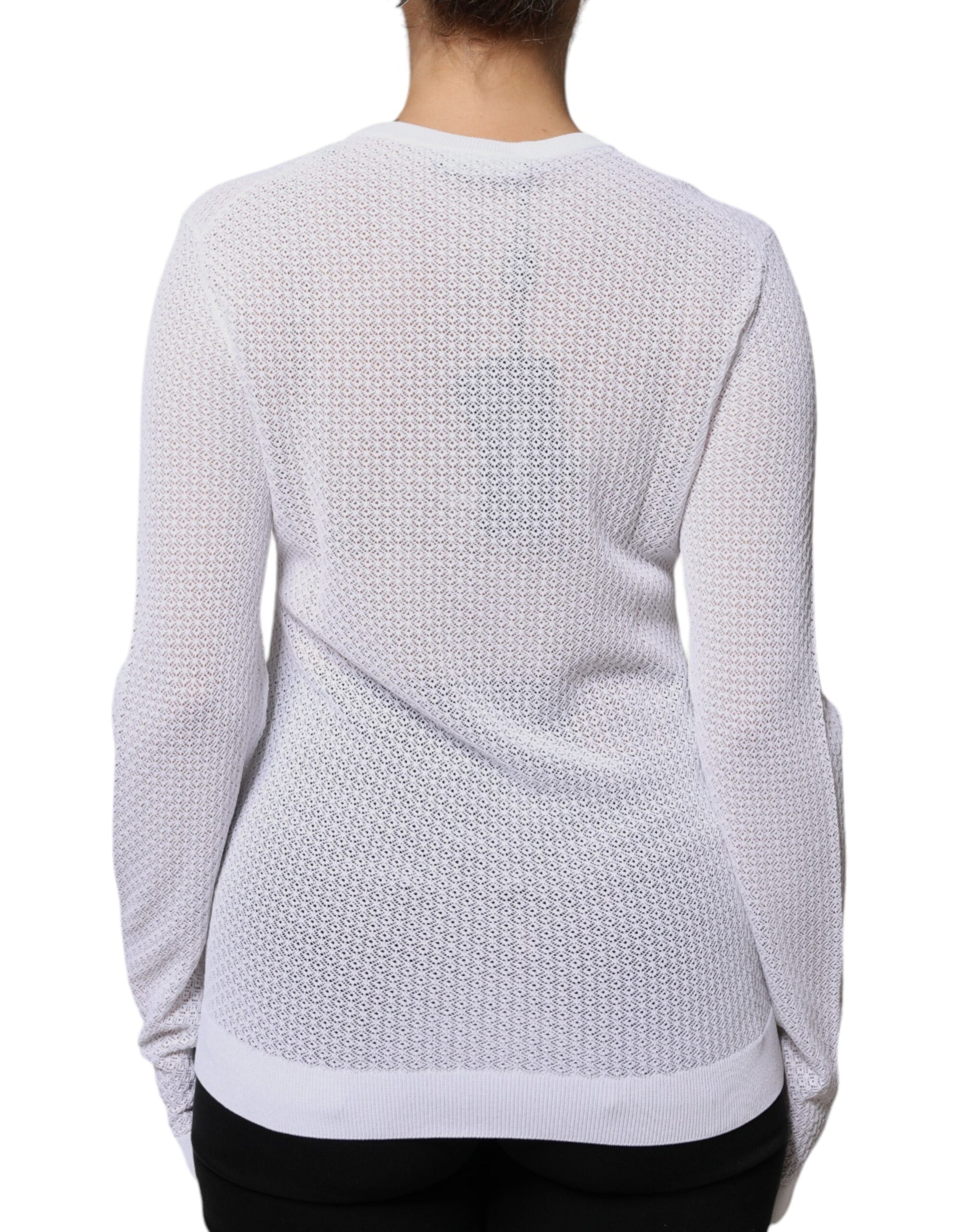 Dolce & Gabbana White Mesh See Through Long Sleeves Top by Dolce & Gabbana