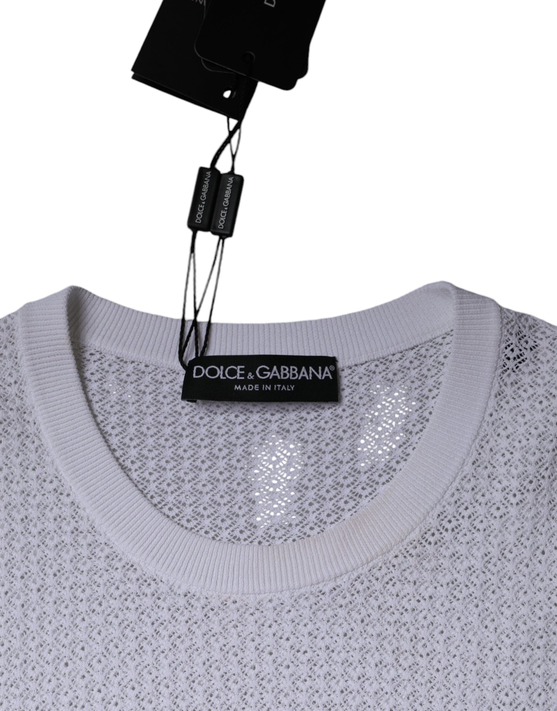 Dolce & Gabbana White Mesh See Through Long Sleeves Top by Dolce & Gabbana