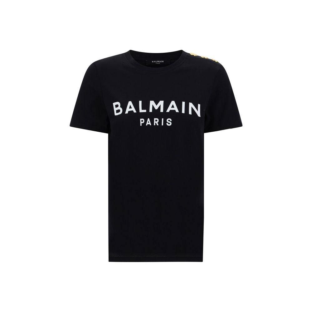 Balmain Logo T Shirt Monogram Katoen Tee Zwart Editie