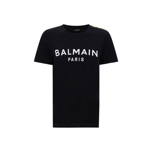 Balmain Logo T Shirt Monogram Katoen Tee Zwart Editie