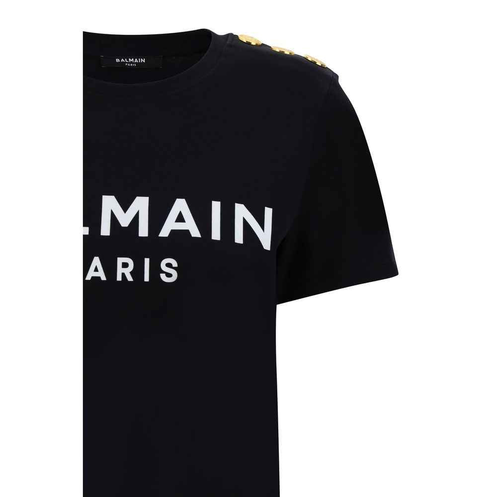 Balmain Logo T Shirt Monogram Katoen Tee Zwart Editie