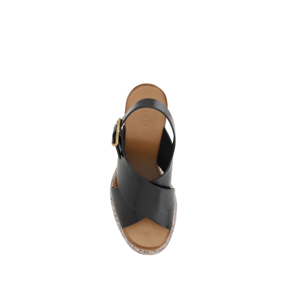 Chloé Maxime Sandalen Met Gewoven Bandjes Houten Wedge
