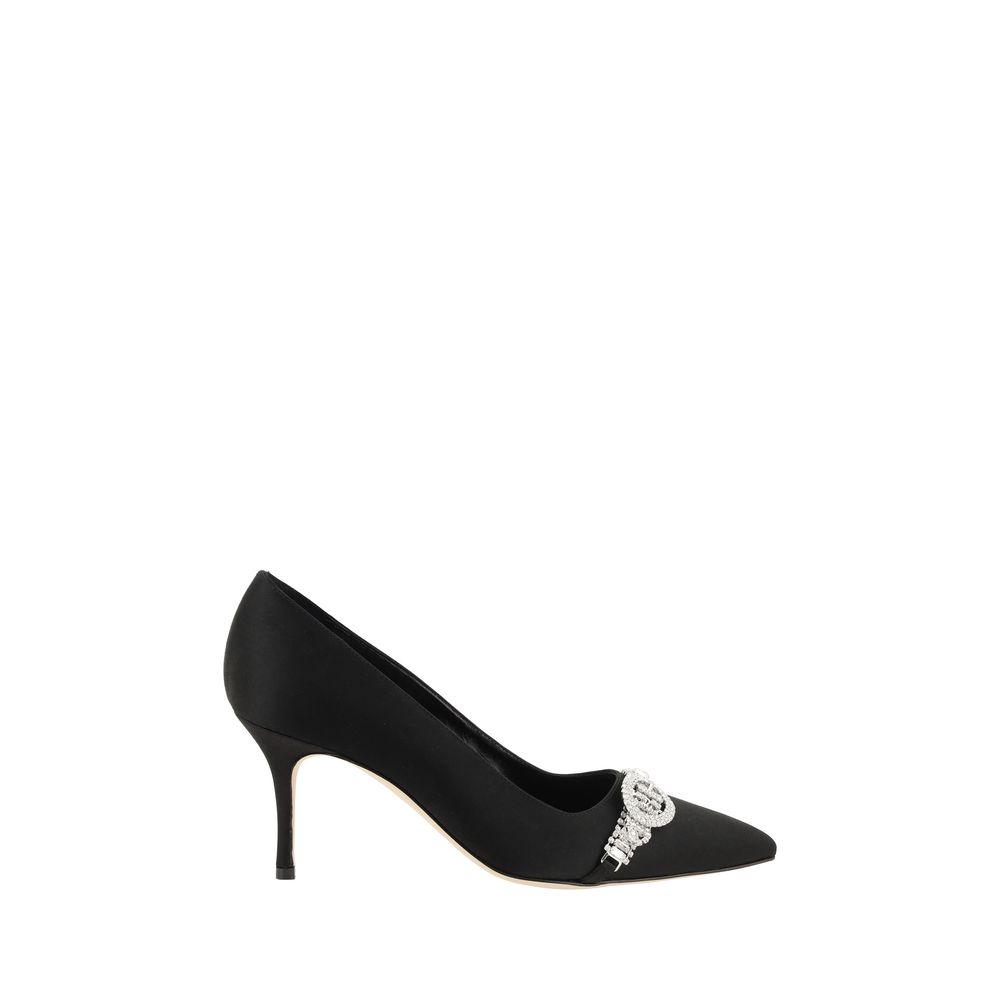 Manolo Blahnik Black Asapump Satin Pumps by Manolo Blahnik