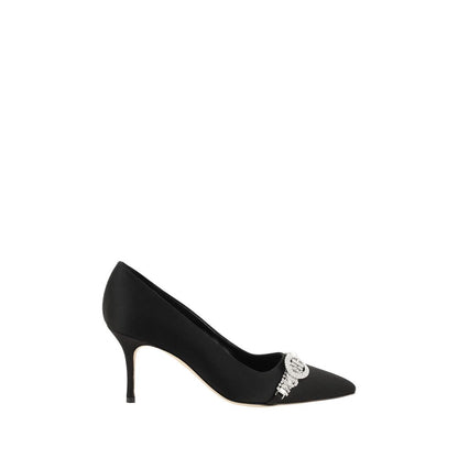 Manolo Blahnik Black Asapump Satin Pumps by Manolo Blahnik