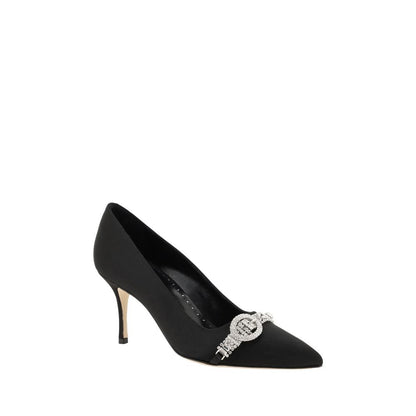 Manolo Blahnik Black Asapump Satin Pumps by Manolo Blahnik