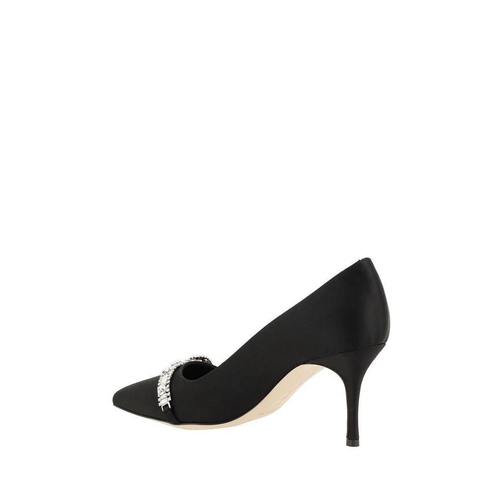 Manolo Blahnik Black Asapump Satin Pumps by Manolo Blahnik
