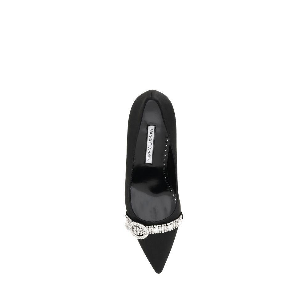 Manolo Blahnik Black Asapump Satin Pumps by Manolo Blahnik