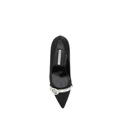Manolo Blahnik Black Asapump Satin Pumps by Manolo Blahnik