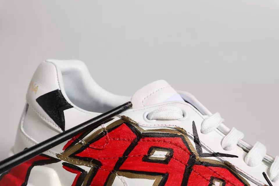 Dolce & Gabbana White Daymaster Hand Painted Sneakers Shoes by Dolce & Gabbana