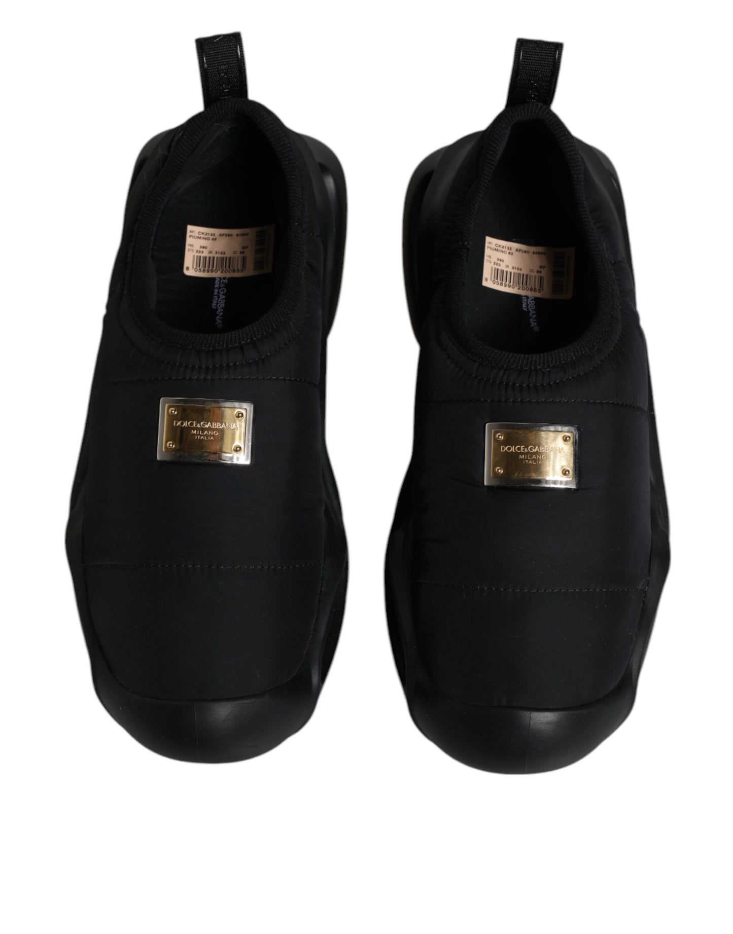 Dolce & Gabbana Black Slip On Wave Low Top Men Sneakers Shoes by Dolce & Gabbana