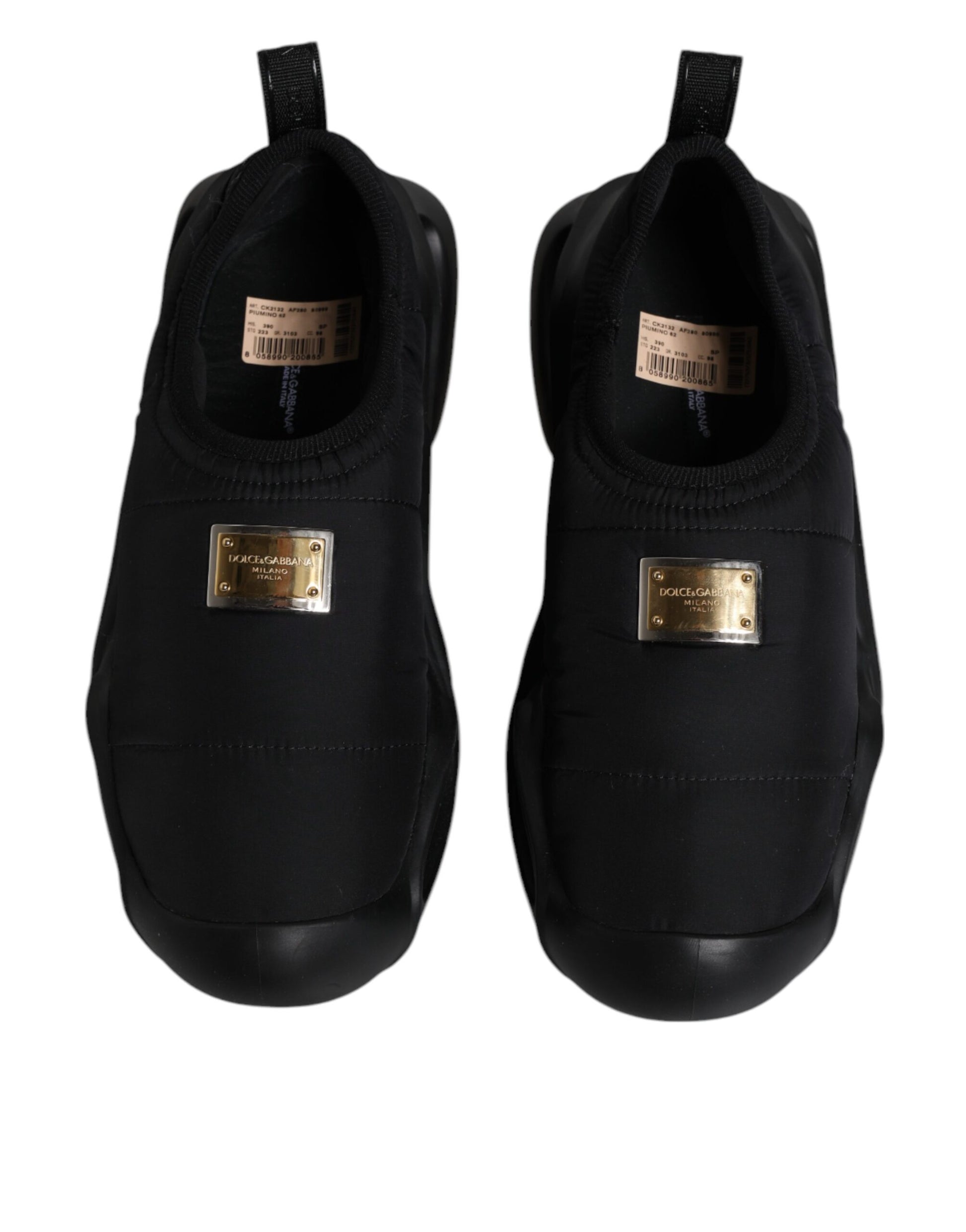 Dolce & Gabbana Black Slip On Wave Low Top Men Sneakers Shoes by Dolce & Gabbana