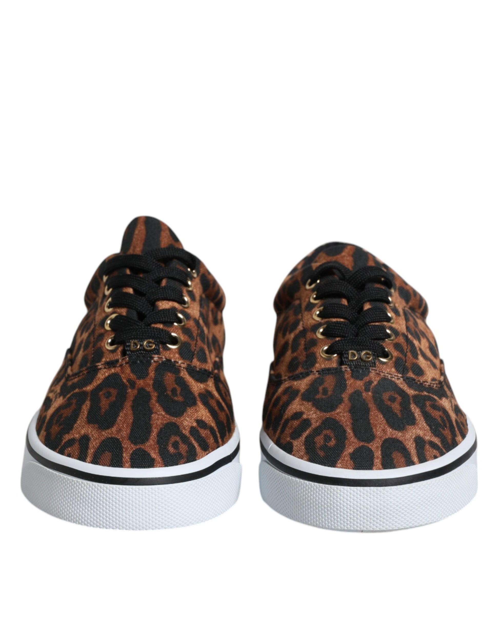 Dolce & Gabbana Brown Leopard Logo Print Cotton Sneakers Shoes by Dolce & Gabbana