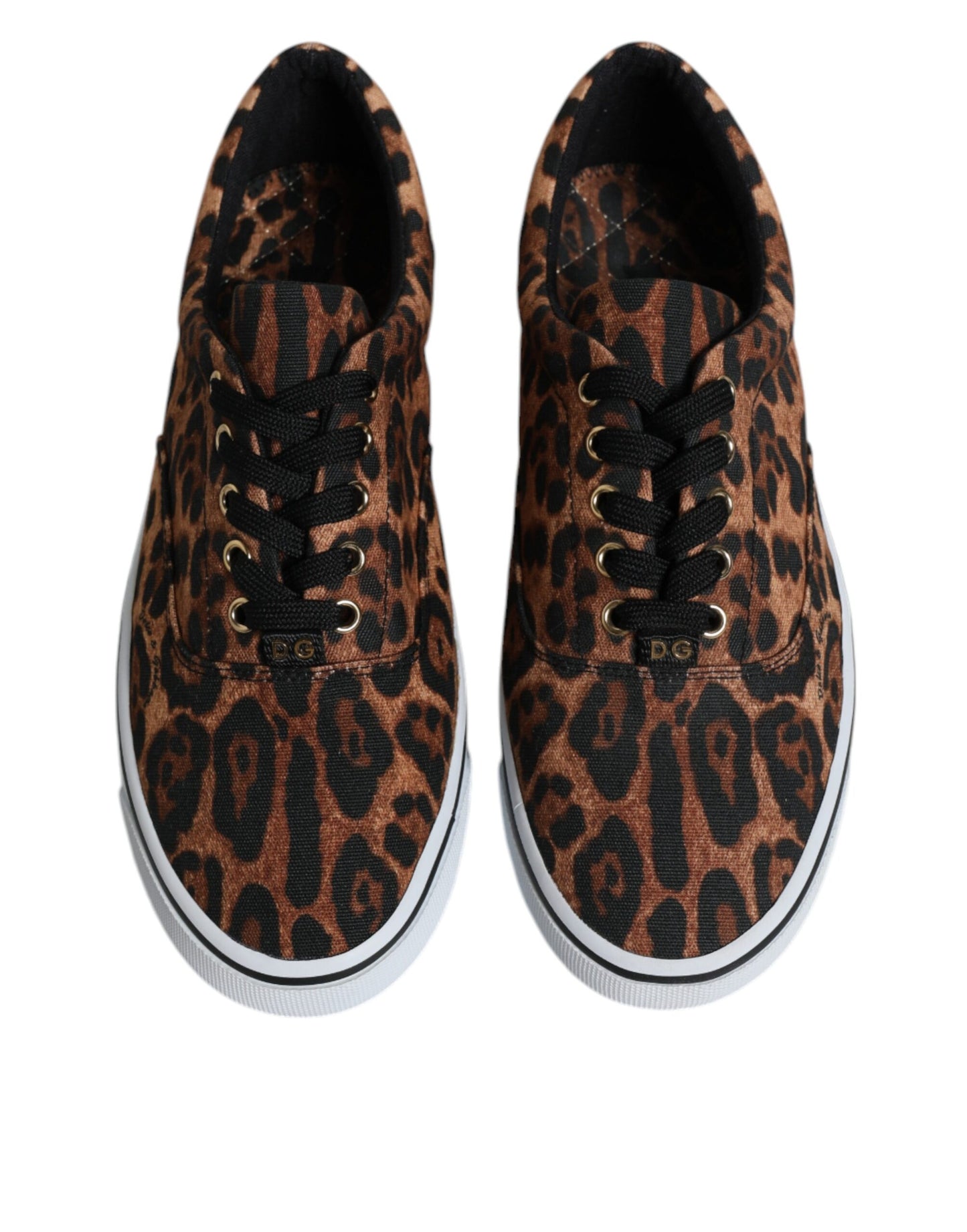 Dolce & Gabbana Brown Leopard Logo Print Cotton Sneakers Shoes by Dolce & Gabbana