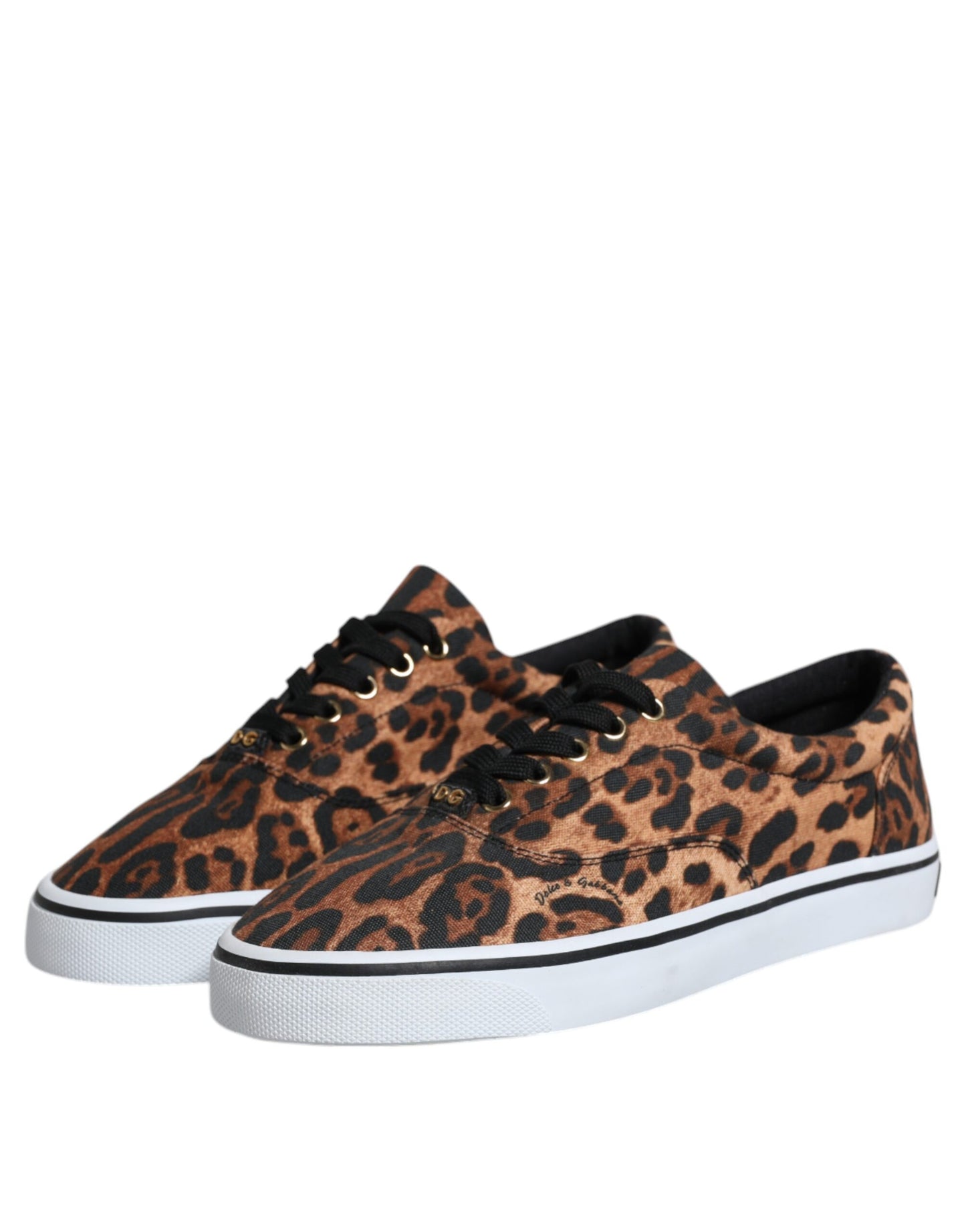 Dolce & Gabbana Brown Leopard Logo Print Cotton Sneakers Shoes by Dolce & Gabbana
