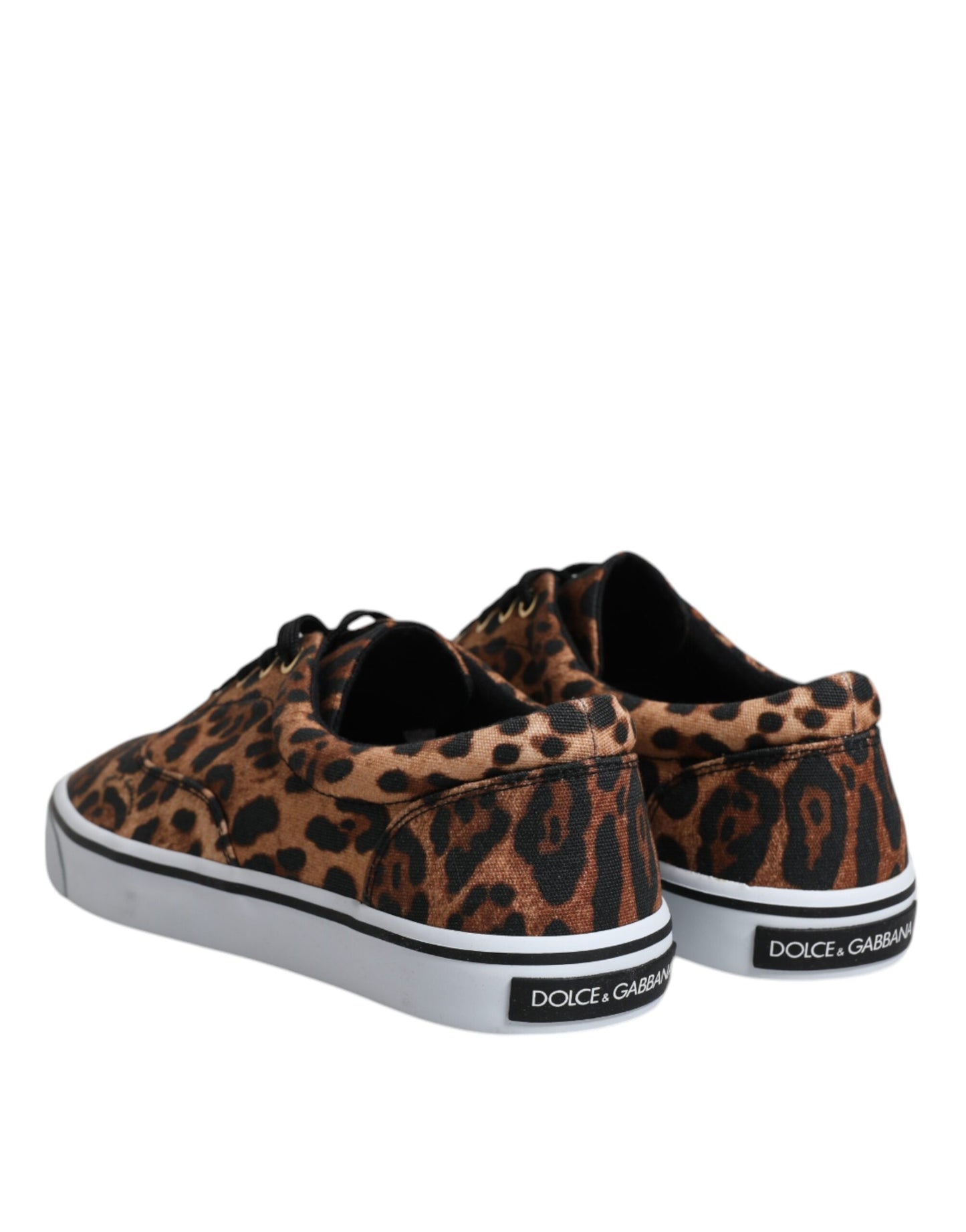 Dolce & Gabbana Brown Leopard Logo Print Cotton Sneakers Shoes by Dolce & Gabbana