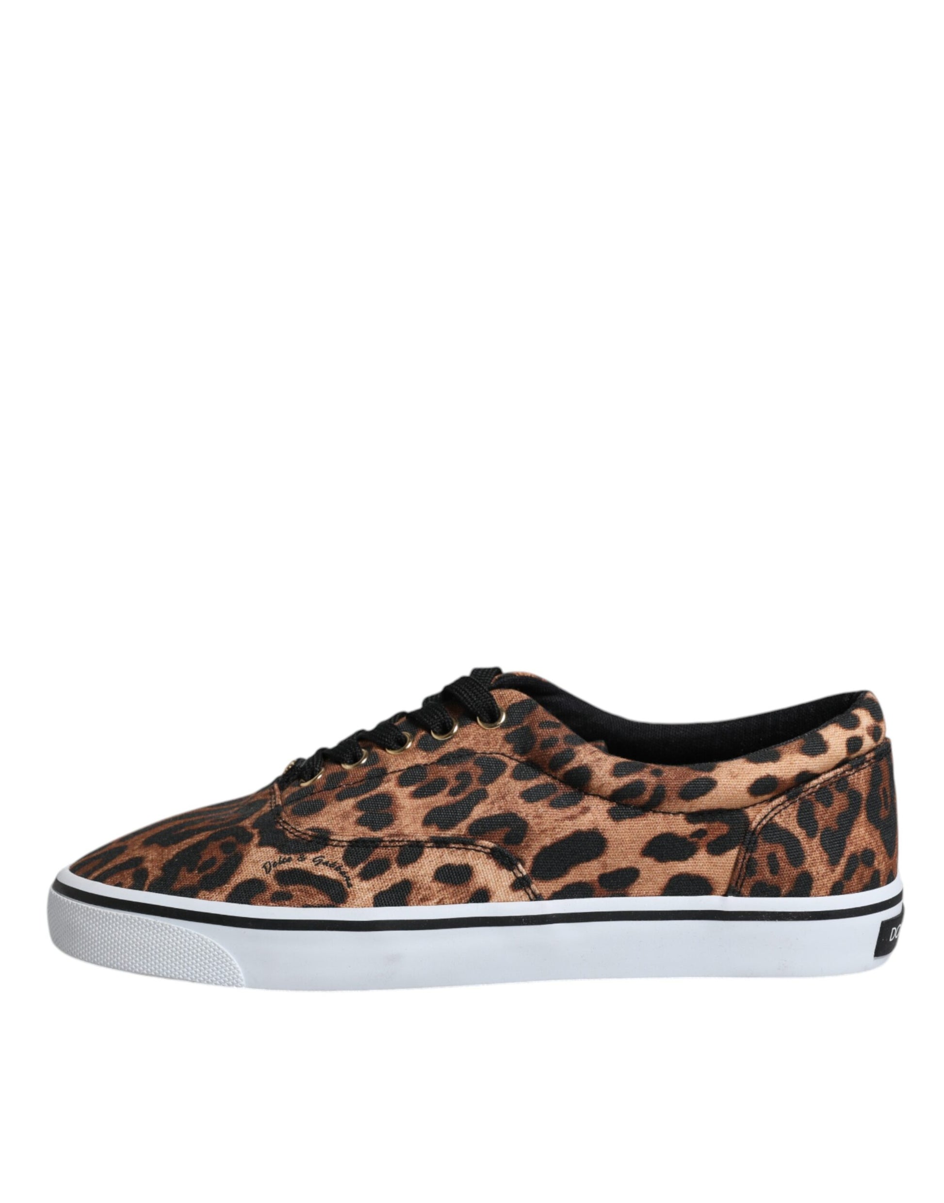 Dolce & Gabbana Brown Leopard Logo Print Cotton Sneakers Shoes by Dolce & Gabbana