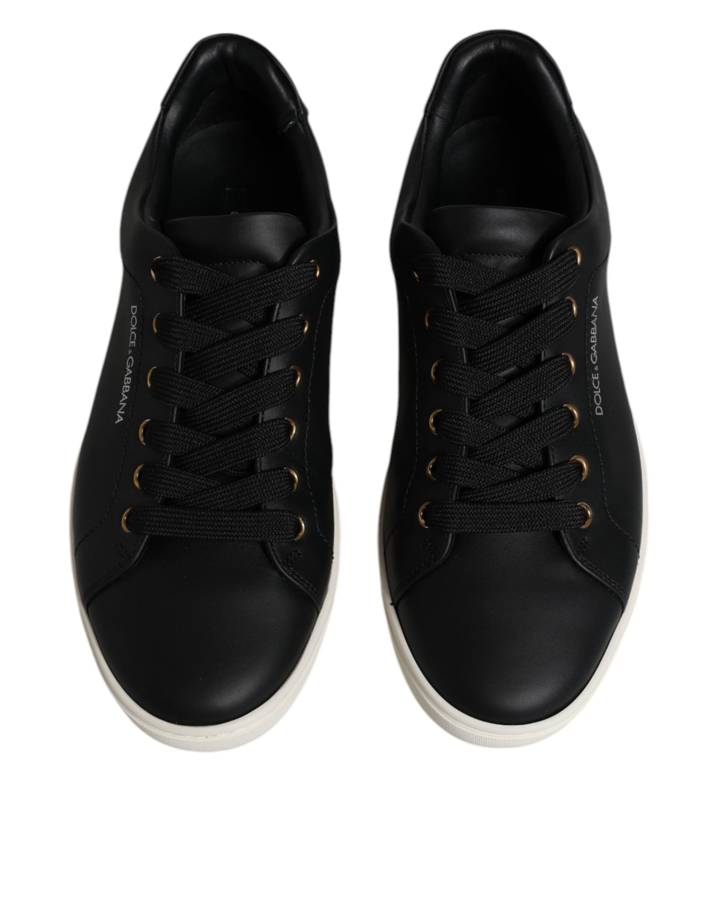 Dolce & Gabbana Black Leather Logo London Sneaker Shoes by Dolce & Gabbana