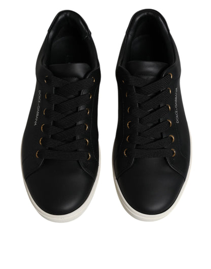 Dolce & Gabbana Black Leather Logo London Sneaker Shoes by Dolce & Gabbana
