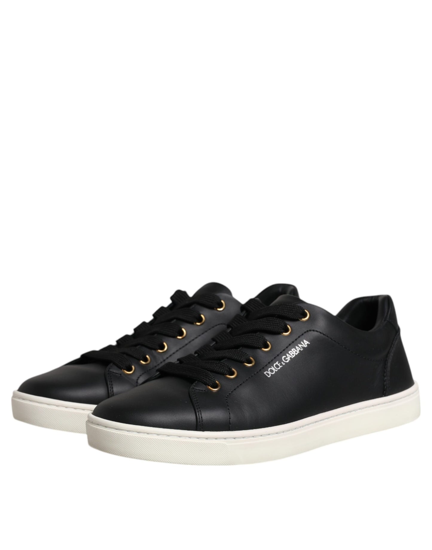 Dolce & Gabbana Black Leather Logo London Sneaker Shoes by Dolce & Gabbana
