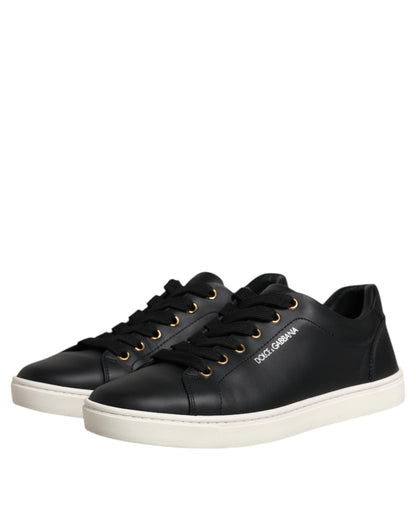 Dolce & Gabbana Black Leather Logo London Sneaker Shoes by Dolce & Gabbana