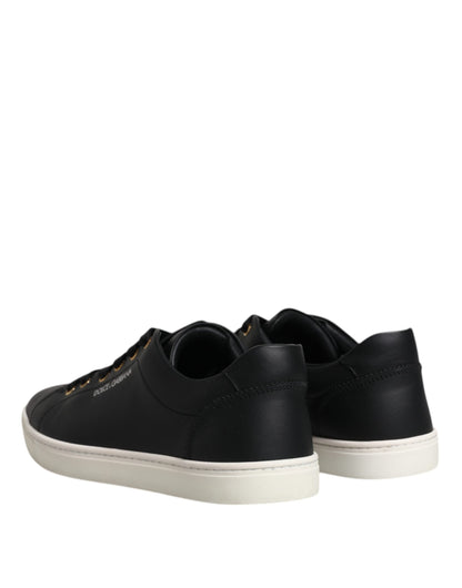 Dolce & Gabbana Black Leather Logo London Sneaker Shoes by Dolce & Gabbana