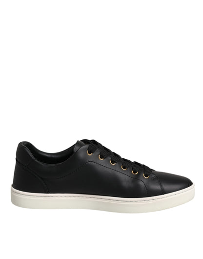 Dolce & Gabbana Black Leather Logo London Sneaker Shoes by Dolce & Gabbana