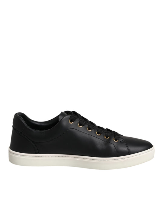 Dolce & Gabbana Black Leather Logo London Sneaker Shoes by Dolce & Gabbana