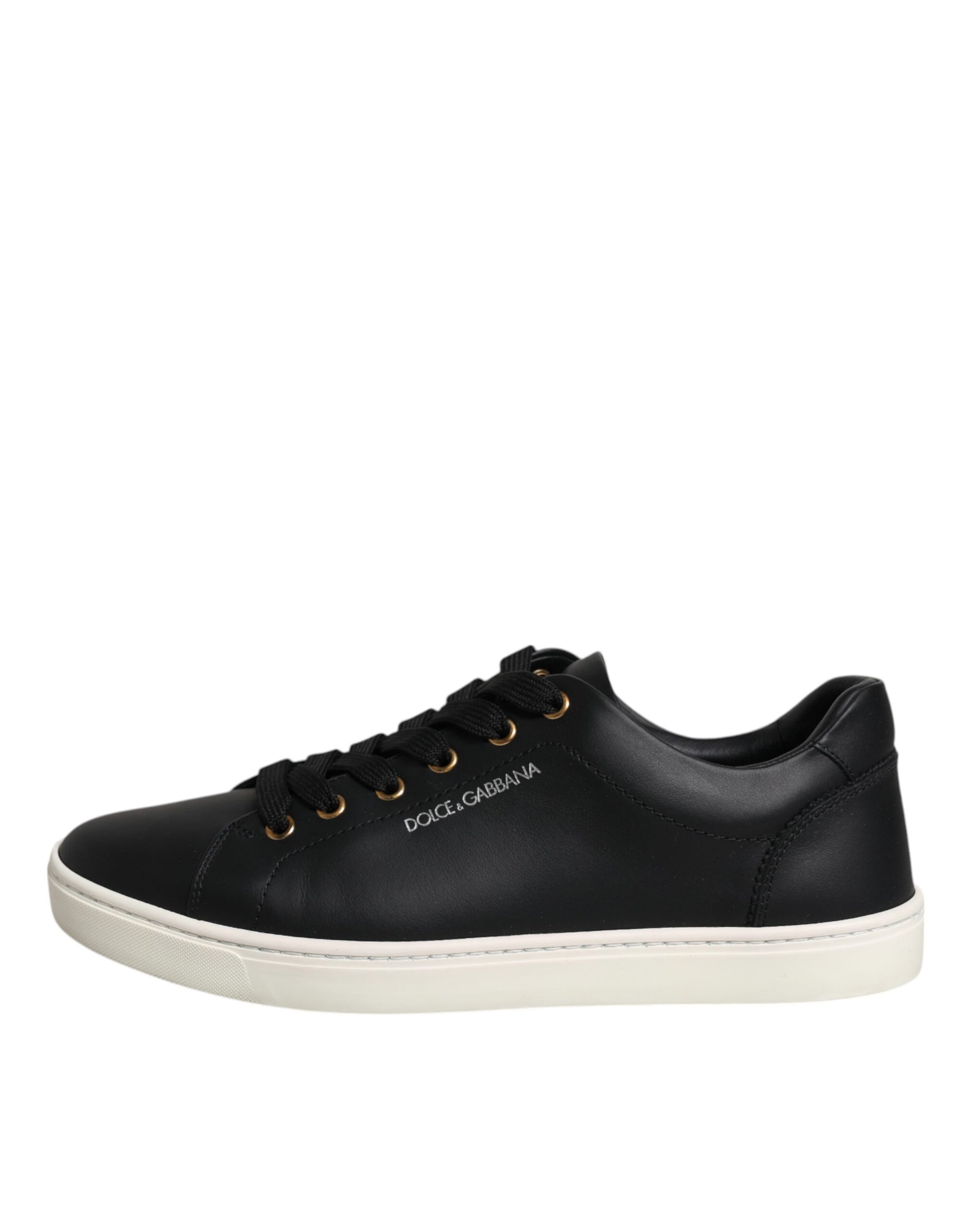 Dolce & Gabbana Black Leather Logo London Sneaker Shoes by Dolce & Gabbana