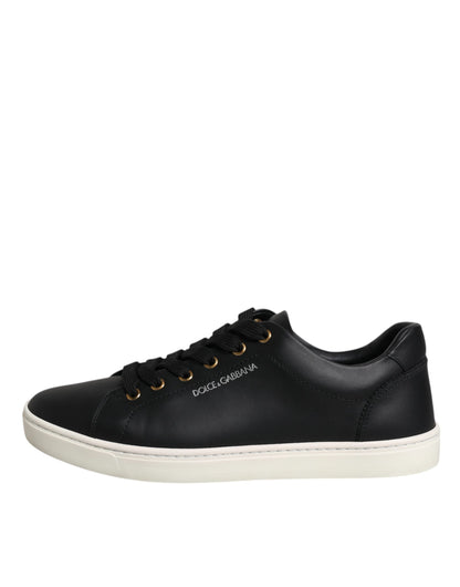 Dolce & Gabbana Black Leather Logo London Sneaker Shoes by Dolce & Gabbana