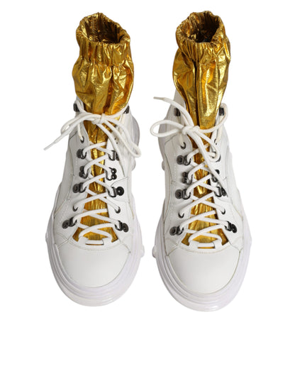 Dolce & Gabbana White Nylon Galileo High Top Sneakers Shoes by Dolce & Gabbana