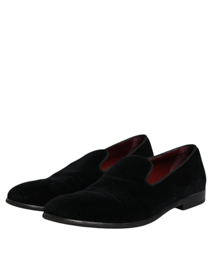 Mocassins en velours noir Dolce &amp; Gabbana pour homme