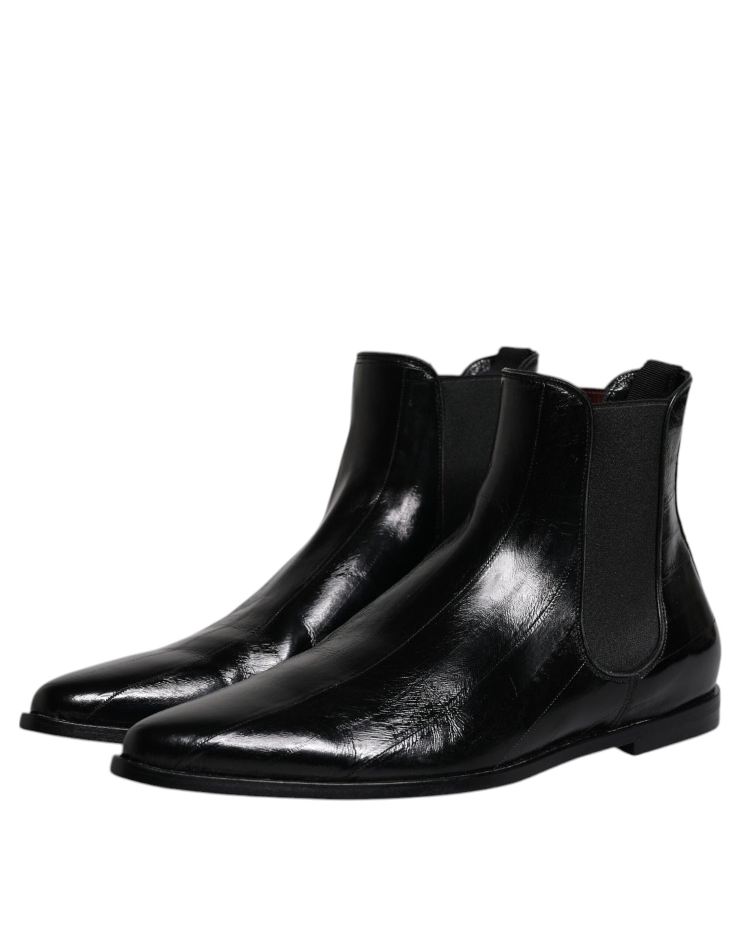 Dolce & Gabbana Black Leather Chelsea Men Ankle Boots Shoes by Dolce & Gabbana