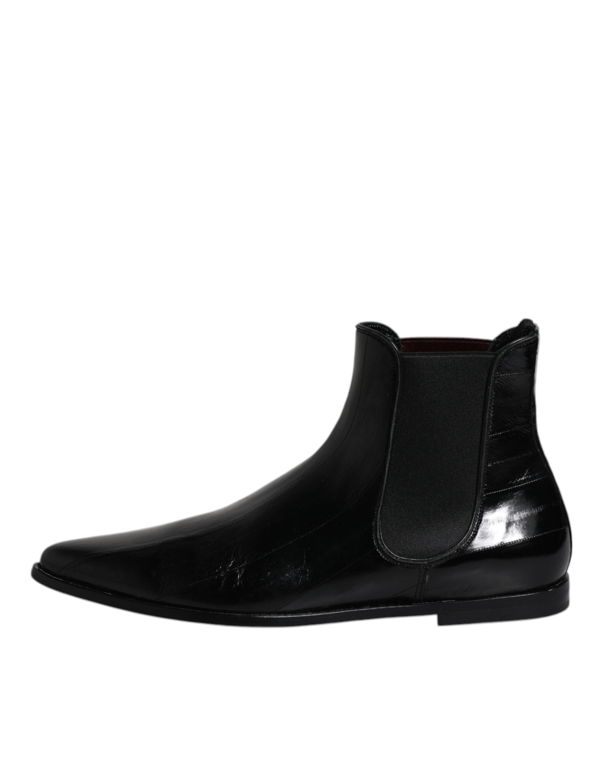 Dolce & Gabbana Black Leather Chelsea Men Ankle Boots Shoes by Dolce & Gabbana