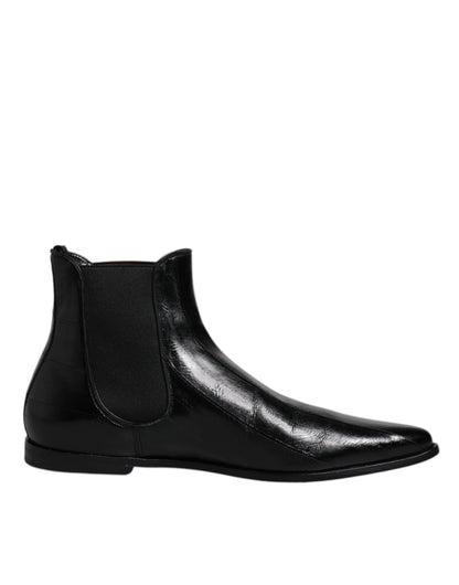 Dolce & Gabbana Black Leather Chelsea Men Ankle Boots Shoes by Dolce & Gabbana
