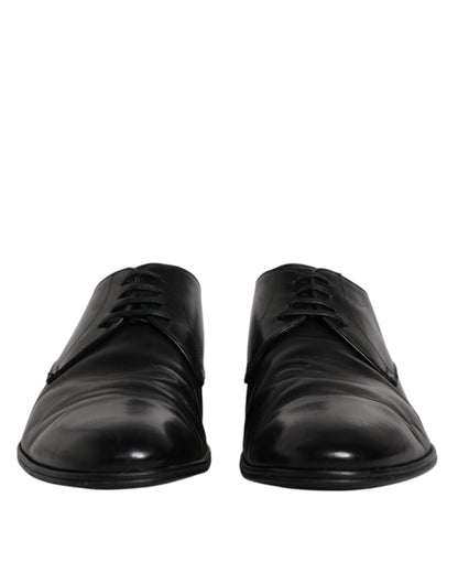 Dolce &amp; Gabbana Black Patent Leather Derby Men Dress Shoes