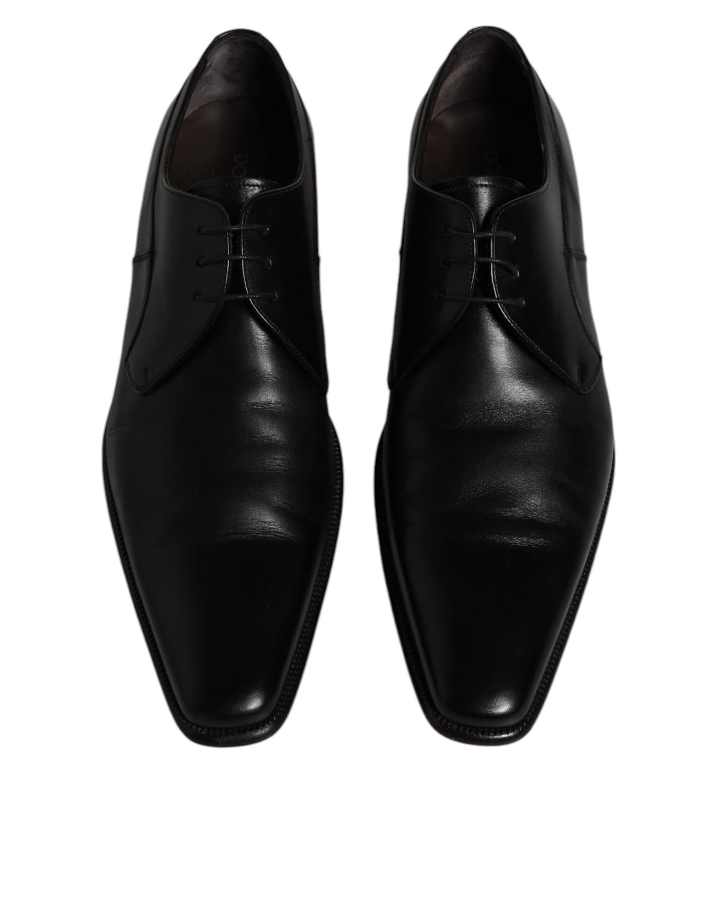Dolce &amp; Gabbana Black Leather Derby Men Formal Dress Shoes