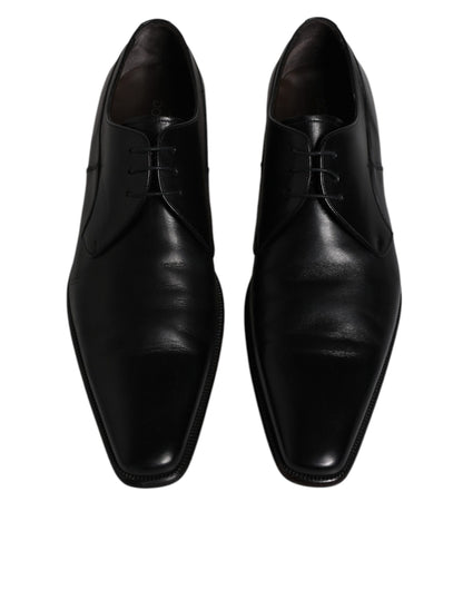 Dolce &amp; Gabbana Black Leather Derby Men Formal Dress Shoes