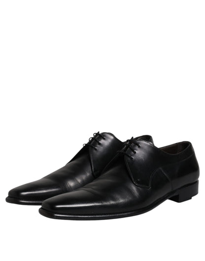 Dolce &amp; Gabbana Black Leather Derby Men Formal Dress Shoes